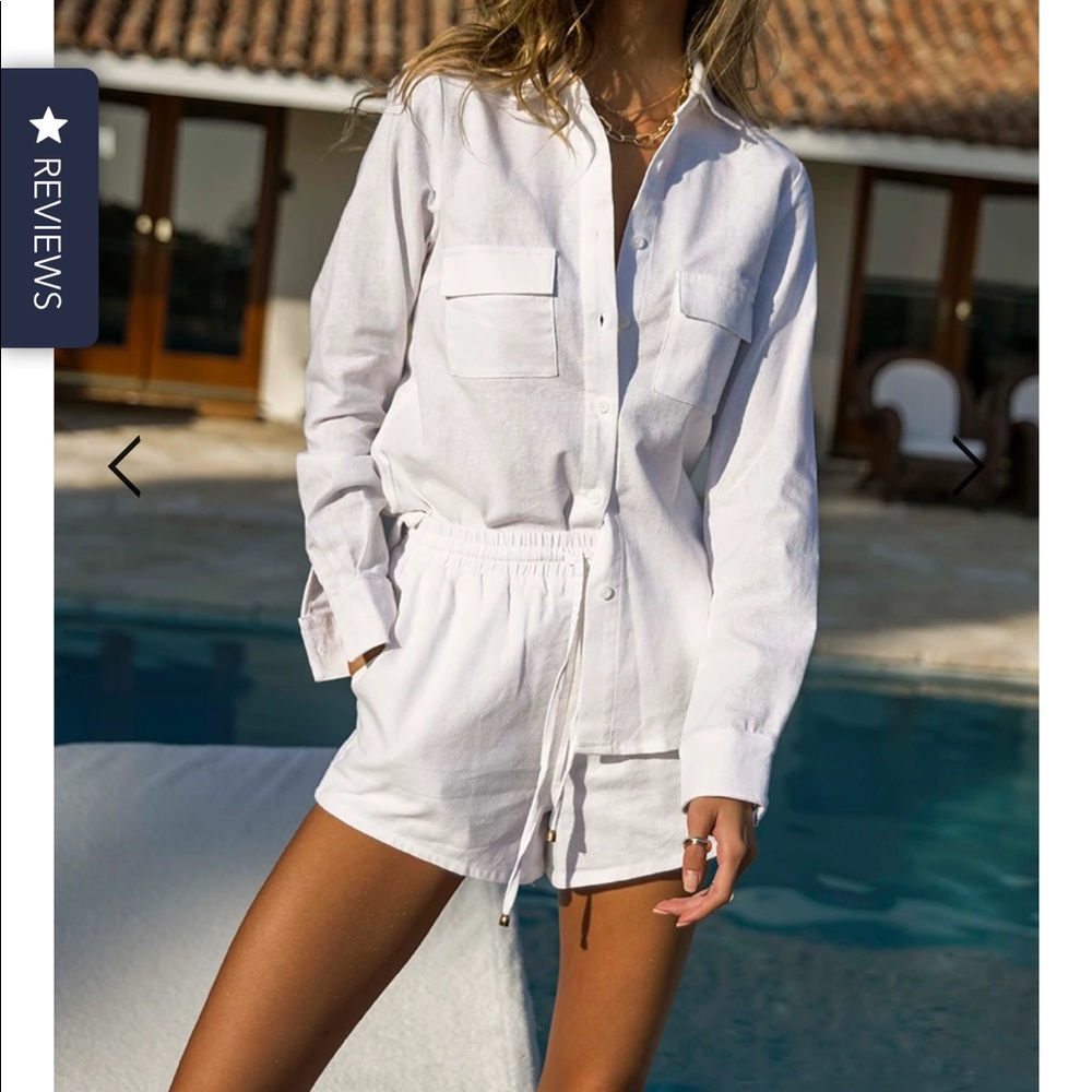 WHITE LINEN SHORTS